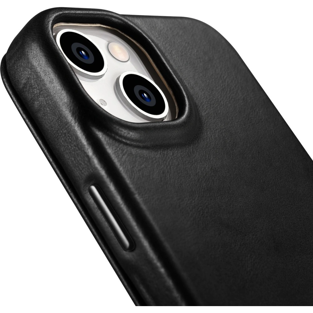 Etui iCarer CE Oil Wax Premium Leather Folio MagSafe Apple iPhone 14 czarny