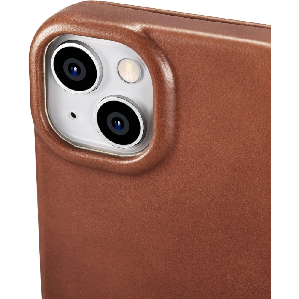 Etui iCarer CE Oil Wax Premium Leather Folio MagSafe Apple iPhone 14 brązowy