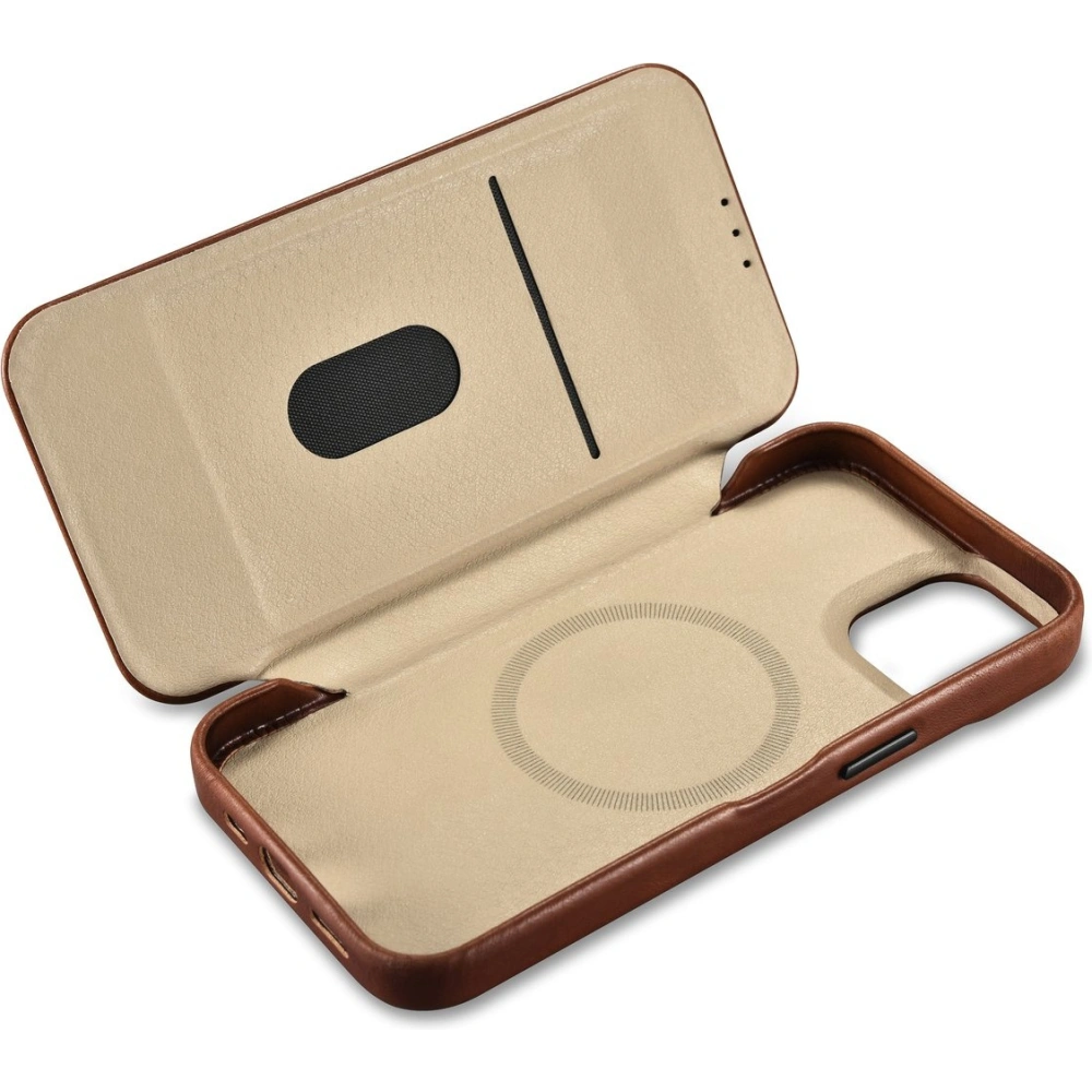 Etui iCarer CE Oil Wax Premium Leather Folio MagSafe Apple iPhone 14 brązowy