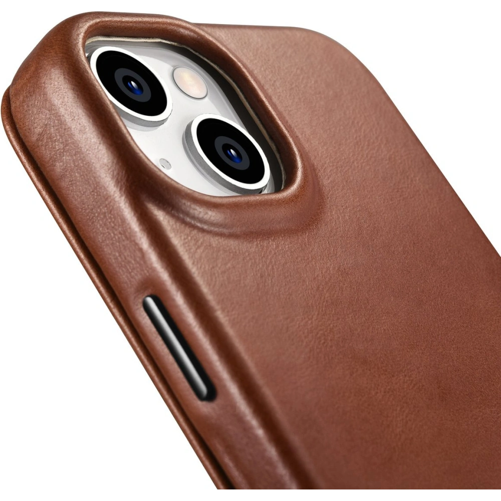 Etui iCarer CE Oil Wax Premium Leather Folio MagSafe Apple iPhone 14 brązowy