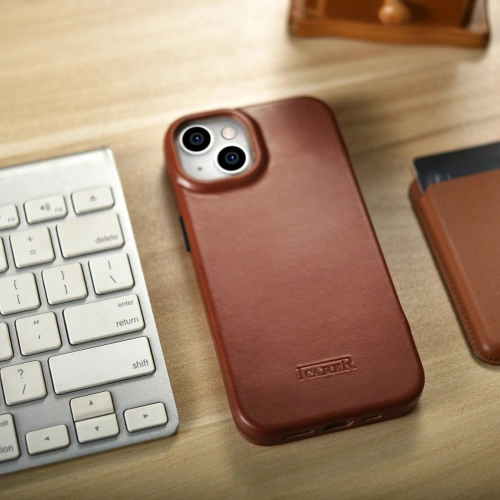 Buy iCarer CE Oil Wax Premium Leather Folio MagSafe Apple iPhone 14 brown - ICR382 - {ean13} - Home Screen Store Europe