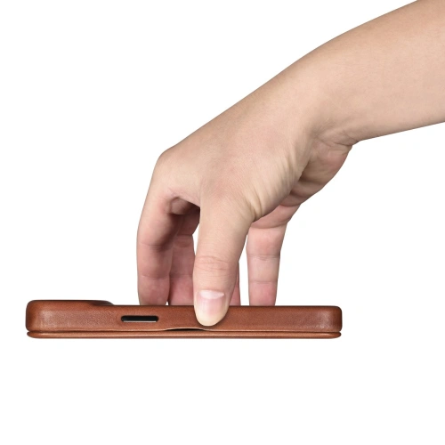 Buy iCarer CE Oil Wax Premium Leather Folio MagSafe Apple iPhone 14 brown - ICR382 - {ean13} - Home Screen Store Europe