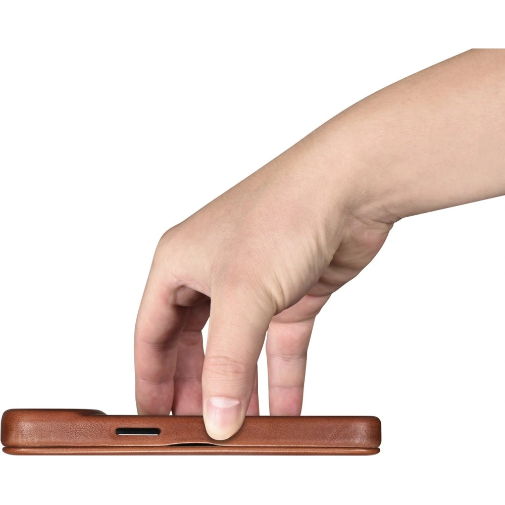 Etui iCarer CE Oil Wax Premium Leather Folio MagSafe Apple iPhone 14 brązowy