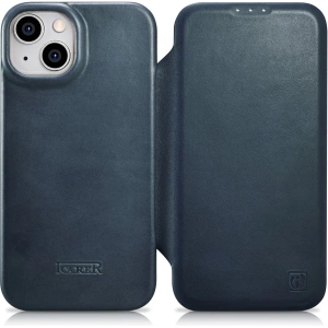 Kup Husă iCarer CE Oil Wax Premium Leather Folio MagSafe Apple iPhone 14 albastru - ICR383 - {ean13} - Sklep Home Screen