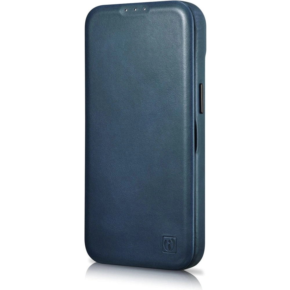 Etui iCarer CE Oil Wax Premium Leather Folio MagSafe Apple iPhone 14 niebieski
