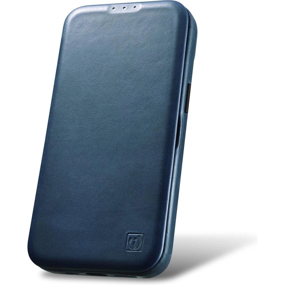 Etui iCarer CE Oil Wax Premium Leather Folio MagSafe Apple iPhone 14 niebieski