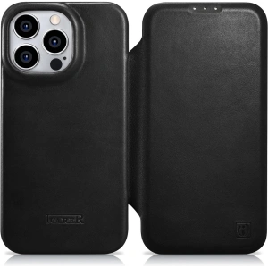 Kup Husă iCarer CE Oil Wax Premium Leather Folio MagSafe Apple iPhone 14 Pro negru - ICR385 - {ean13} - Sklep Home Screen