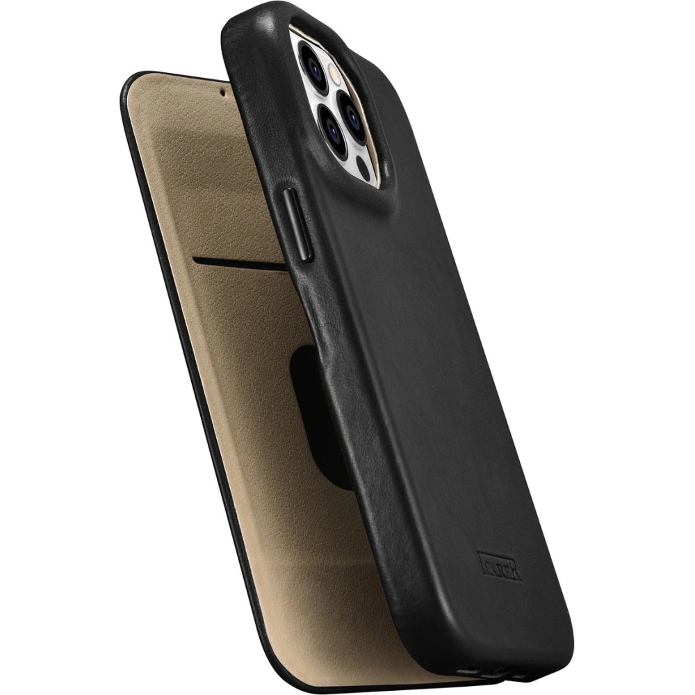 Etui iCarer CE Oil Wax Premium Leather Folio MagSafe Apple iPhone 14 Pro czarny