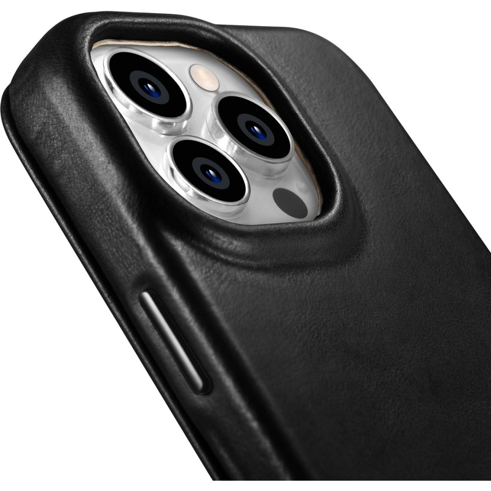 Etui iCarer CE Oil Wax Premium Leather Folio MagSafe Apple iPhone 14 Pro czarny