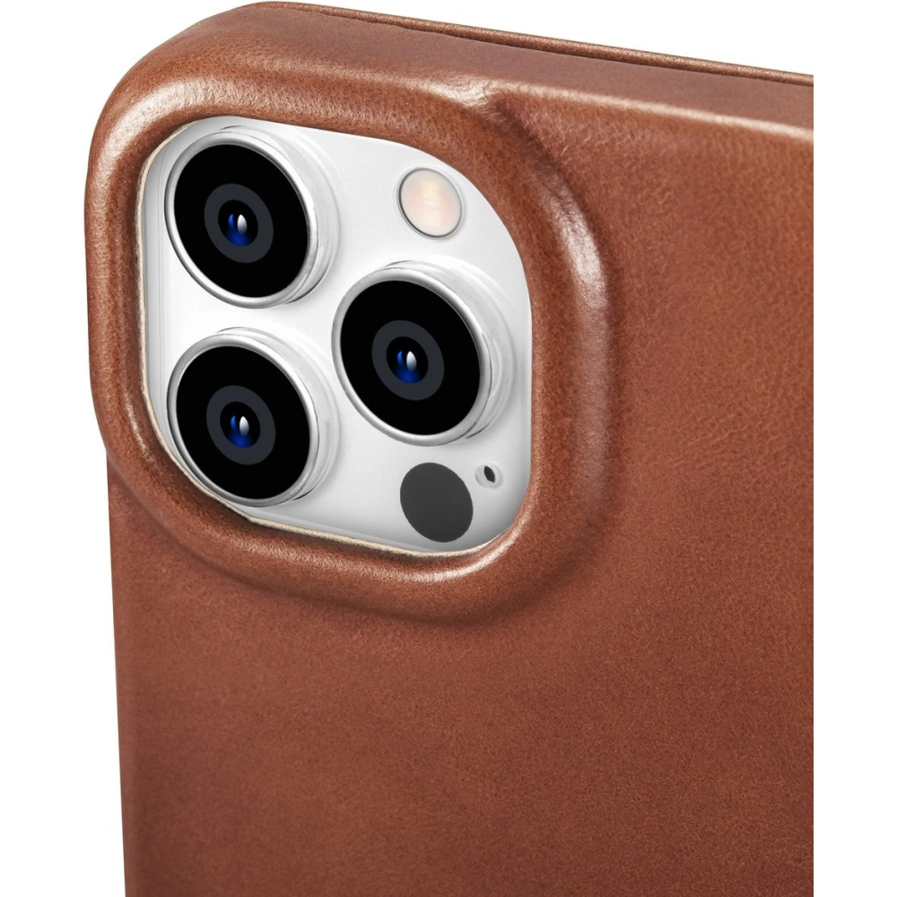 Etui iCarer CE Oil Wax Premium Leather Folio MagSafe Apple iPhone 14 Pro brązowy