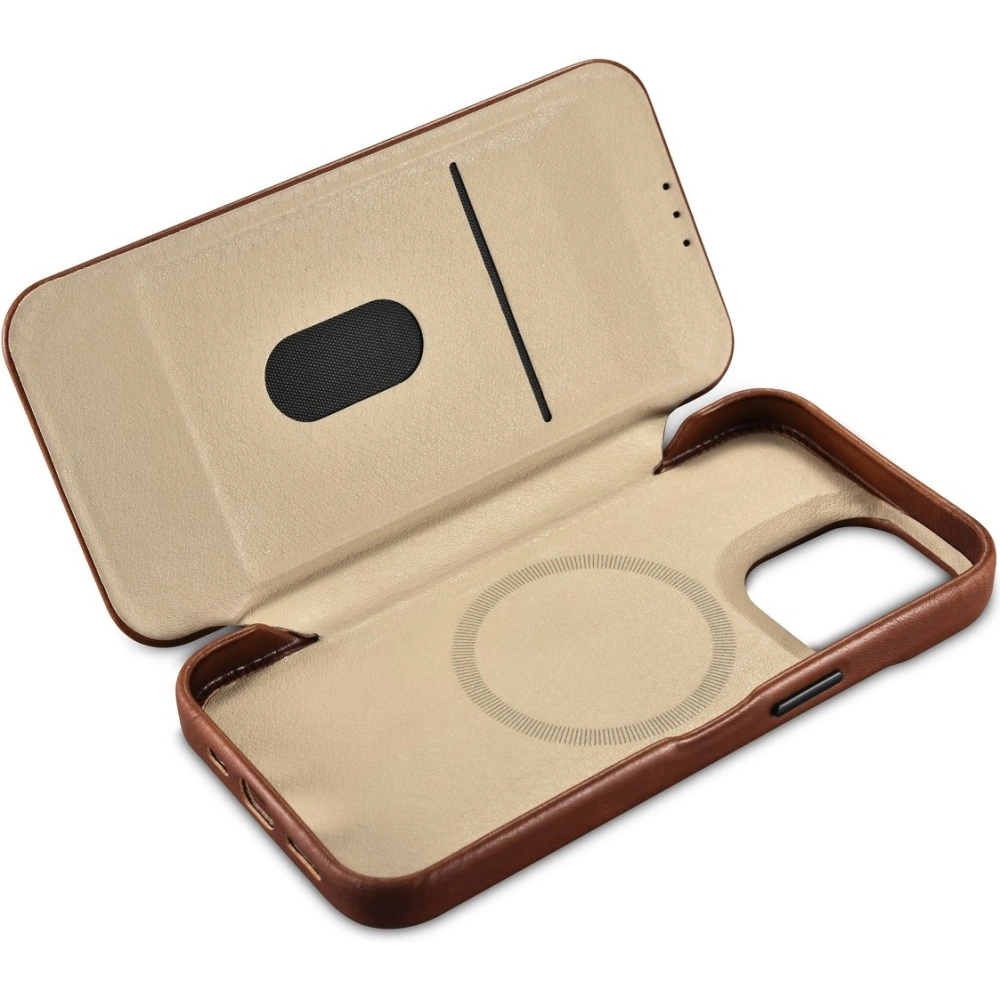Etui iCarer CE Oil Wax Premium Leather Folio MagSafe Apple iPhone 14 Pro brązowy