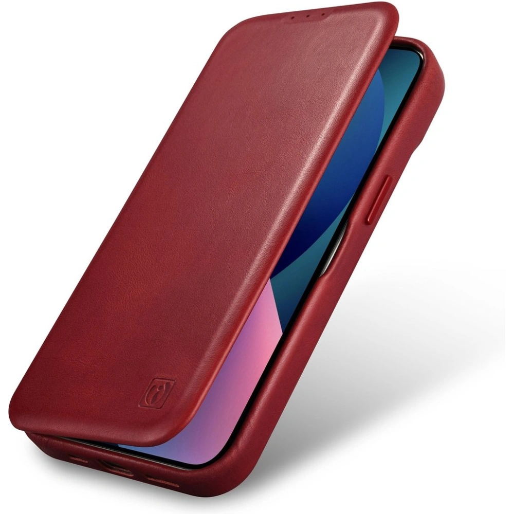 Etui iCarer CE Oil Wax Premium Leather Folio MagSafe Apple iPhone 14 Pro czerwony
