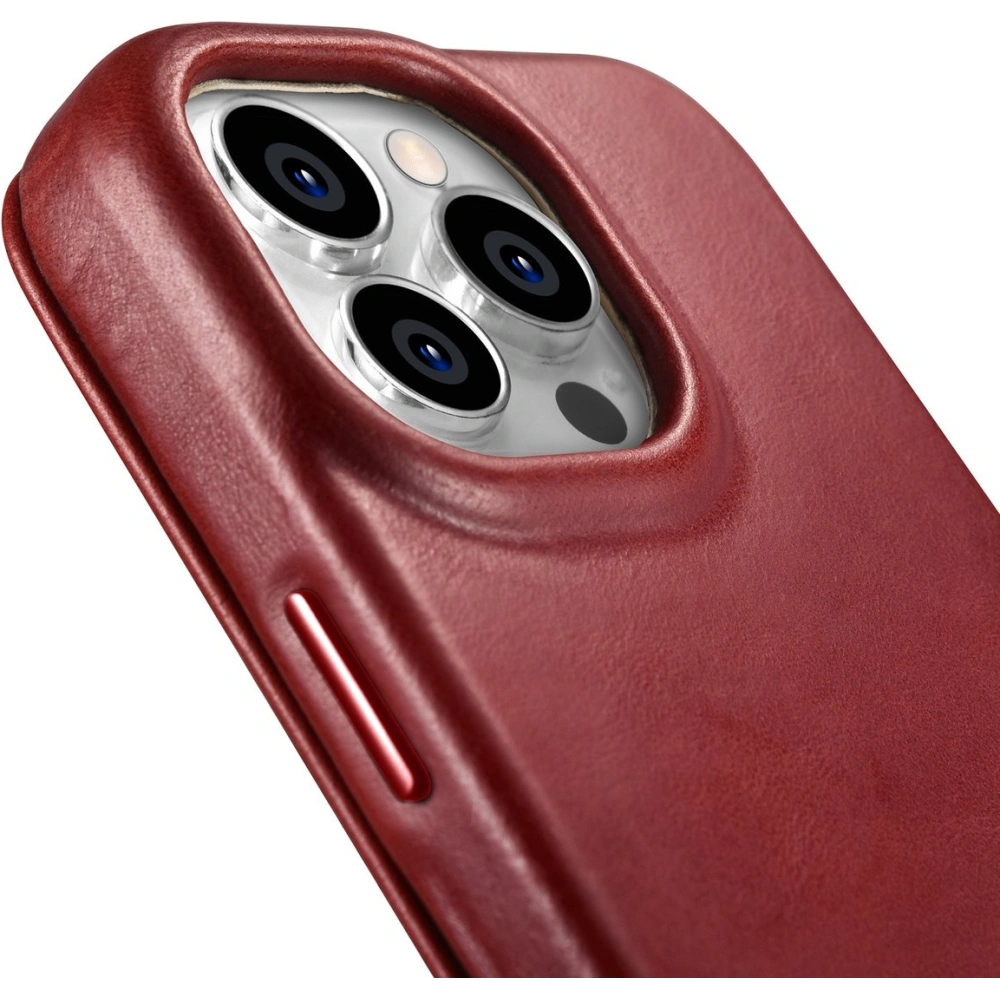 Etui iCarer CE Oil Wax Premium Leather Folio MagSafe Apple iPhone 14 Pro czerwony