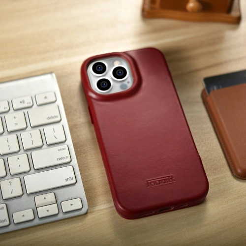 Buy iCarer CE Oil Wax Premium Leather Folio MagSafe Apple iPhone 14 Pro red - ICR388 - {ean13} - Home Screen Store Europe