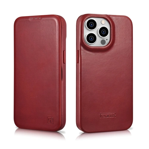 Buy iCarer CE Oil Wax Premium Leather Folio MagSafe Apple iPhone 14 Pro red - ICR388 - {ean13} - Home Screen Store Europe