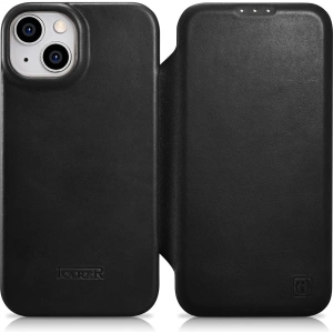 Kup Husă iCarer CE Oil Wax Premium Leather Folio MagSafe Apple iPhone 14 Plus / 15 Plus negru - ICR389 - {ean13} - Sklep Home Screen