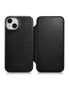 Husă iCarer CE Oil Wax Premium Leather Folio MagSafe Apple iPhone 14 Plus / 15 Plus negru