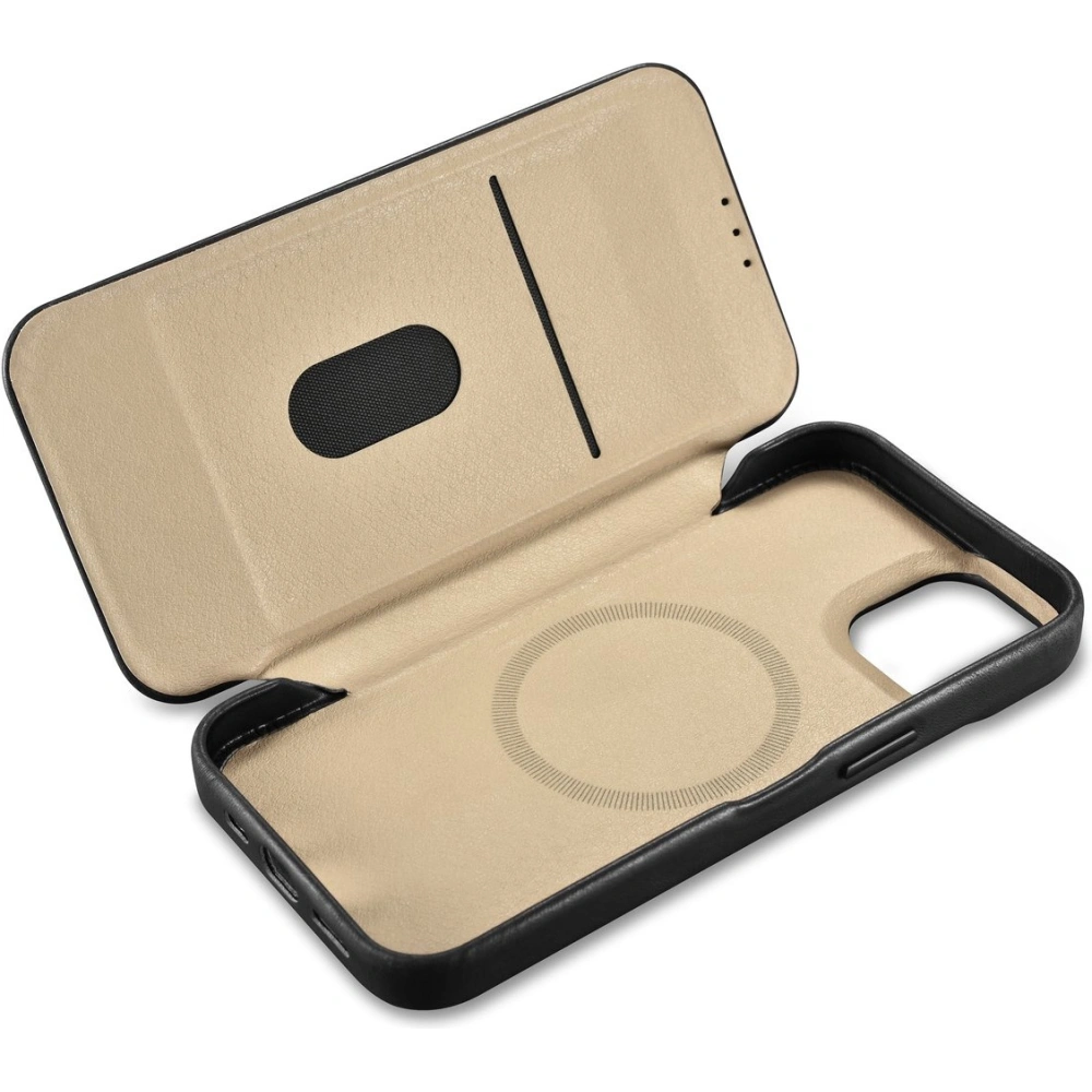 Etui iCarer CE Oil Wax Premium Leather Folio MagSafe Apple iPhone 14 Plus / 15 Plus czarny