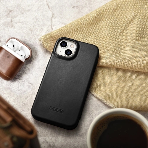 Kup Case iCarer CE Oil Wax Premium Leather Folio MagSafe Apple iPhone 14 Plus / 15 Plus schwarz - ICR389 - {ean13} - Sklep Home Screen