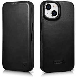 Kup Husă iCarer CE Oil Wax Premium Leather Folio MagSafe Apple iPhone 14 Plus / 15 Plus negru - ICR389 - {ean13} - Sklep Home Screen