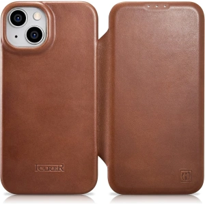 Kup Husă iCarer CE Oil Wax Premium Leather Folio MagSafe Apple iPhone 14 Plus / 15 Plus maro - ICR390 - {ean13} - Sklep Home Screen