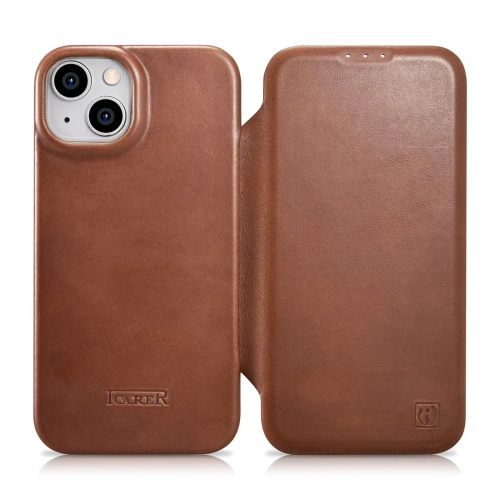 Kup Case iCarer CE Oil Wax Premium Leder Folio MagSafe Apple iPhone 14 Plus / 15 Plus braun - ICR390 - {ean13} - Sklep Home Screen