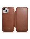 Etui iCarer CE Oil Wax Premium Leather Folio MagSafe Apple iPhone 14 Plus / 15 Plus hnědá