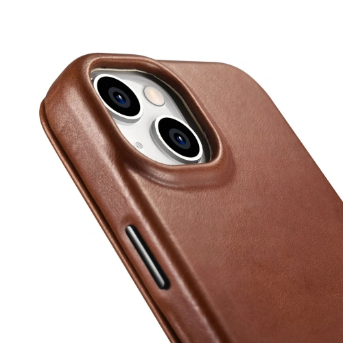 Buy iCarer CE Oil Wax Premium Leather Folio MagSafe Apple iPhone 14 Plus / 15 Plus brown - ICR390 - {ean13} - Home Screen Store Europe