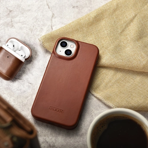 Kup Case iCarer CE Oil Wax Premium Leder Folio MagSafe Apple iPhone 14 Plus / 15 Plus braun - ICR390 - {ean13} - Sklep Home Screen