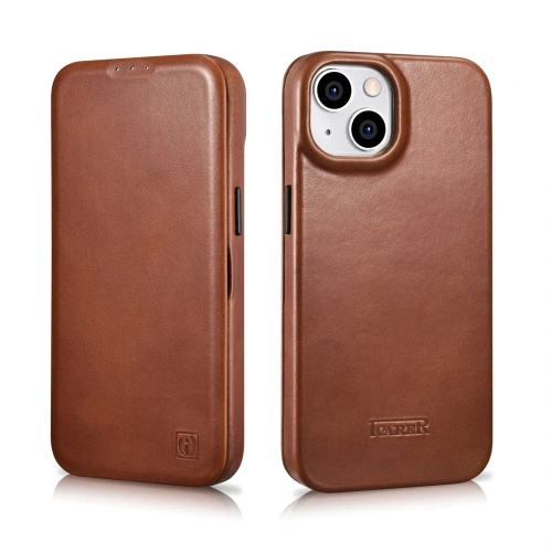 Kup Case iCarer CE Oil Wax Premium Leder Folio MagSafe Apple iPhone 14 Plus / 15 Plus braun - ICR390 - {ean13} - Sklep Home Screen