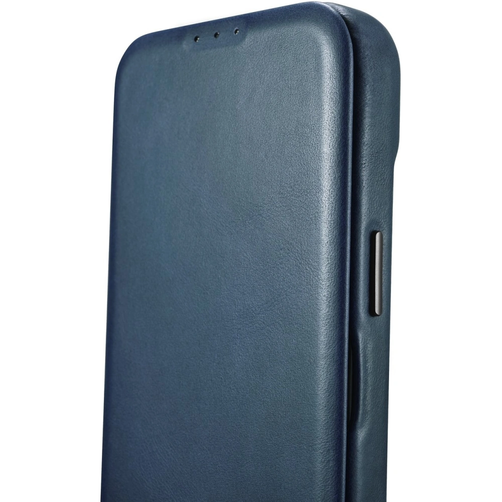Etui iCarer CE Oil Wax Premium Leather Folio MagSafe Apple iPhone 14 Plus / 15 Plus niebieski