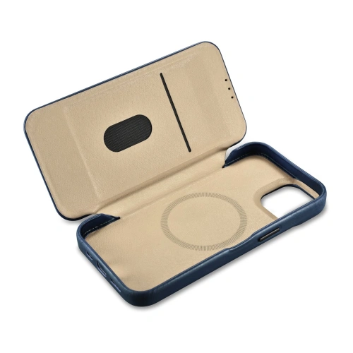 Kup Case iCarer CE Oil Wax Premium Leather Folio MagSafe Apple iPhone 14 Plus / 15 Plus blau - ICR391 - {ean13} - Sklep Home Screen