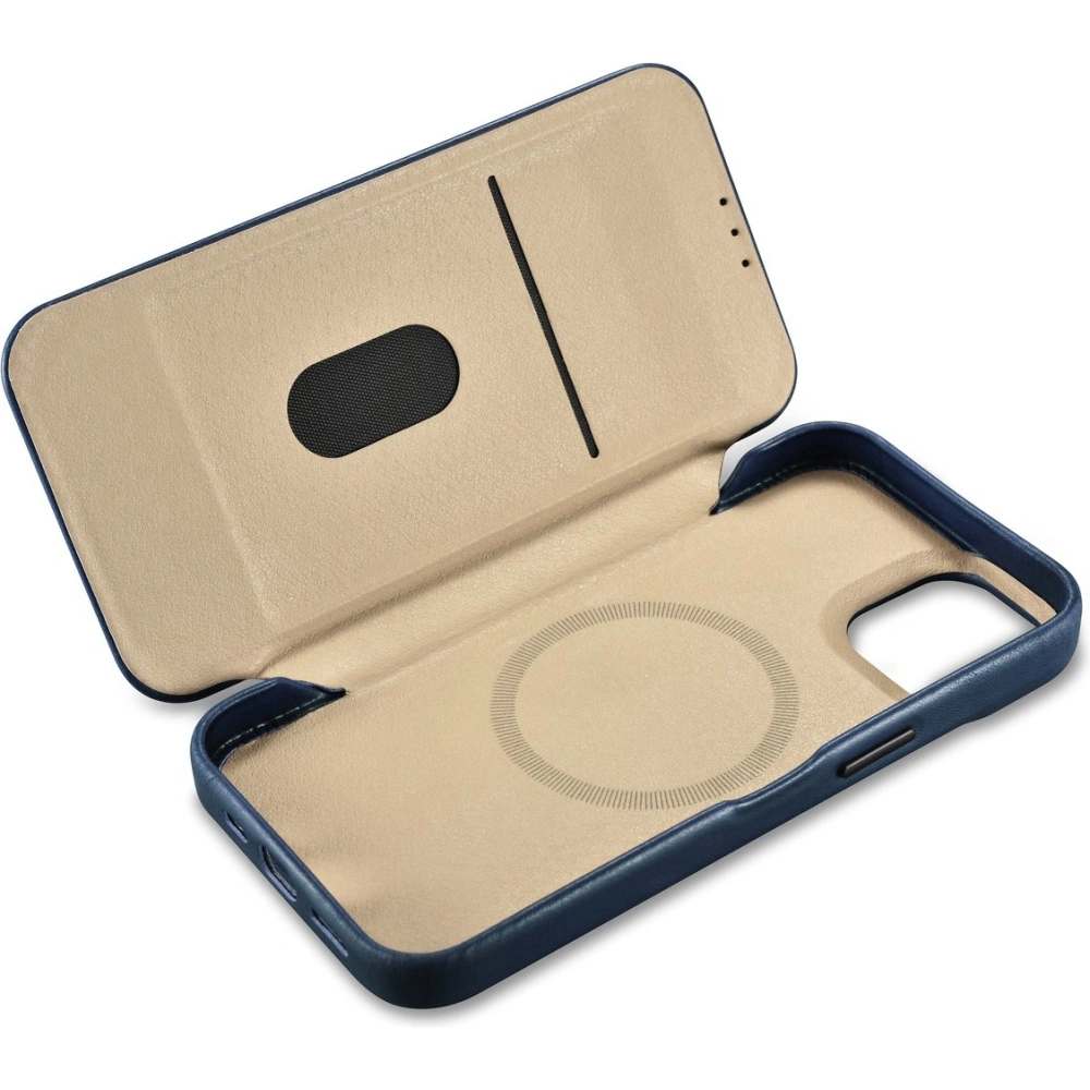Etui iCarer CE Oil Wax Premium Leather Folio MagSafe Apple iPhone 14 Plus / 15 Plus niebieski