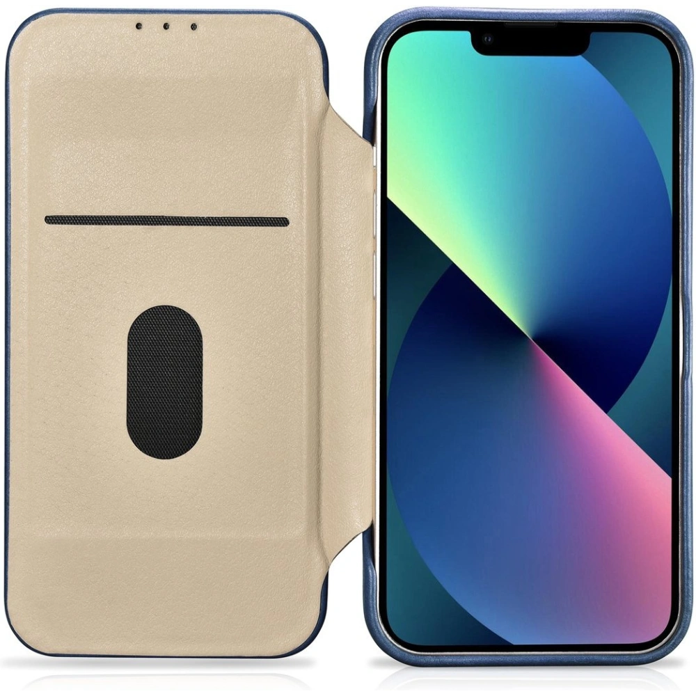 Etui iCarer CE Oil Wax Premium Leather Folio MagSafe Apple iPhone 14 Plus / 15 Plus niebieski