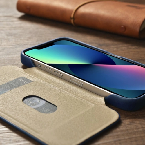 Kup Case iCarer CE Oil Wax Premium Leather Folio MagSafe Apple iPhone 14 Plus / 15 Plus blau - ICR391 - {ean13} - Sklep Home Screen