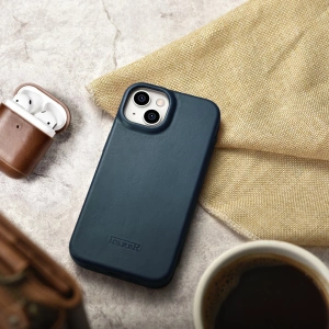 Kup Etui iCarer CE Oil Wax Premium Leather Folio MagSafe Apple iPhone 14 Plus / 15 Plus modrá - ICR391 - {ean13} - Sklep Home Screen