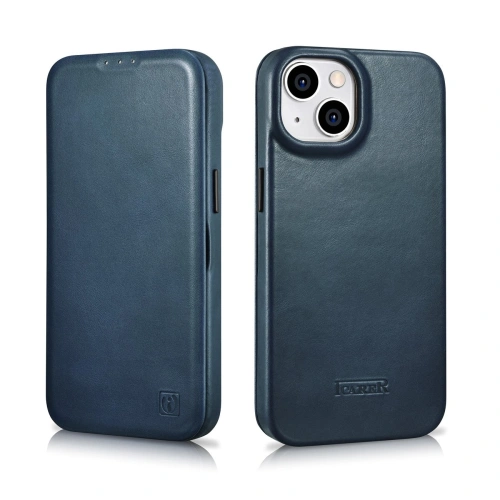 Kup Case iCarer CE Oil Wax Premium Leather Folio MagSafe Apple iPhone 14 Plus / 15 Plus blau - ICR391 - {ean13} - Sklep Home Screen