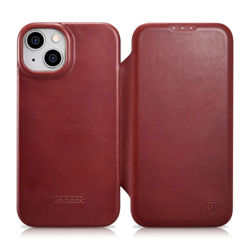 Buy iCarer CE Oil Wax Premium Leather Folio MagSafe Apple iPhone 14 Plus / 15 Plus red - ICR392 - {ean13} - Home Screen Store Europe