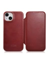 Etui iCarer CE Olajviasz Prémium Bőr Folio MagSafe Apple iPhone 14 Plus / 15 Plus piros