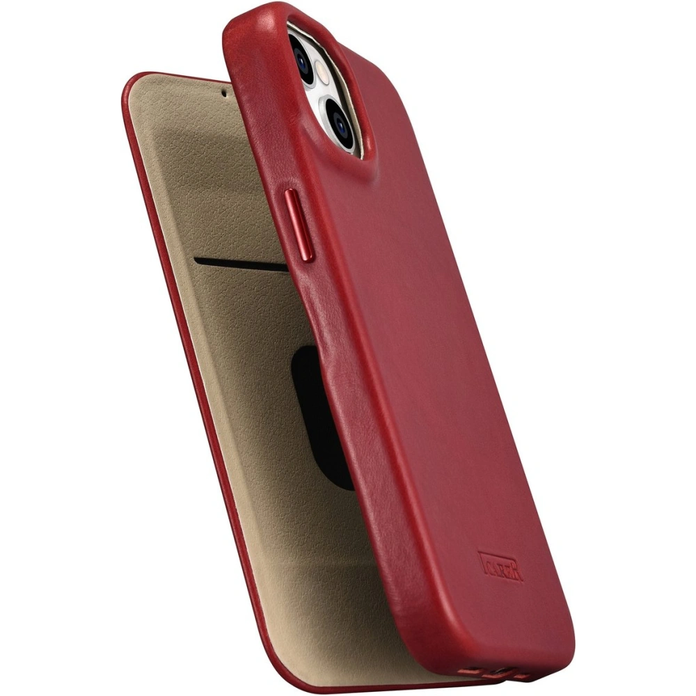 Etui iCarer CE Oil Wax Premium Leather Folio MagSafe Apple iPhone 14 Plus / 15 Plus czerwony