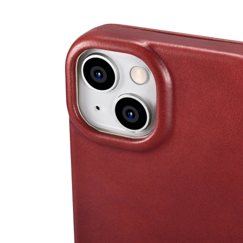 Kup Case iCarer CE Oil Wax Premium Leather Folio MagSafe Apple iPhone 14 Plus / 15 Plus rot - ICR392 - {ean13} - Sklep Home Screen