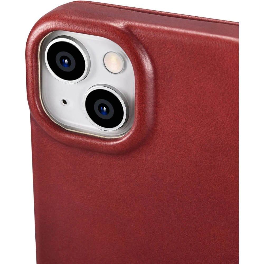 Etui iCarer CE Oil Wax Premium Leather Folio MagSafe Apple iPhone 14 Plus / 15 Plus czerwony