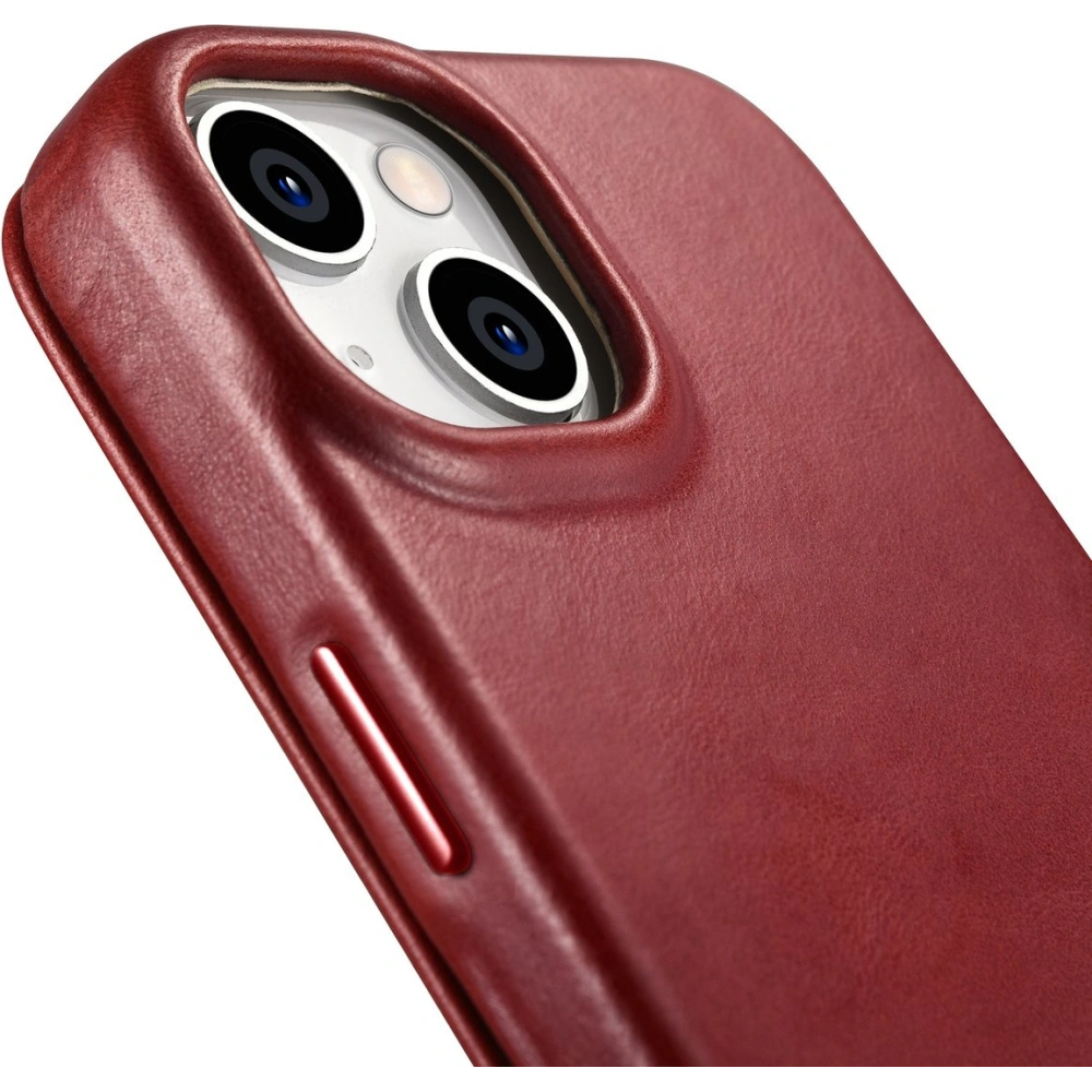 Etui iCarer CE Oil Wax Premium Leather Folio MagSafe Apple iPhone 14 Plus / 15 Plus czerwony