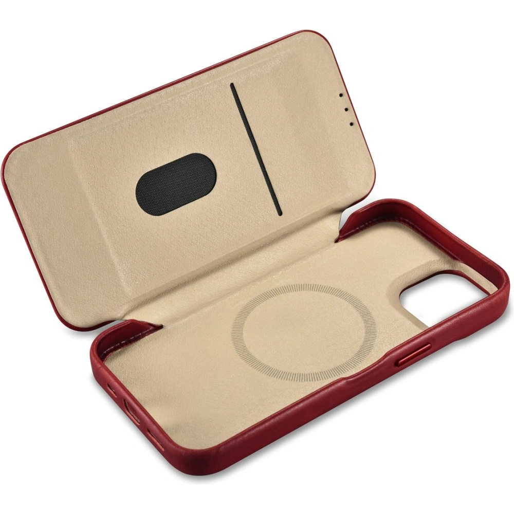 Etui iCarer CE Oil Wax Premium Leather Folio MagSafe Apple iPhone 14 Plus / 15 Plus czerwony