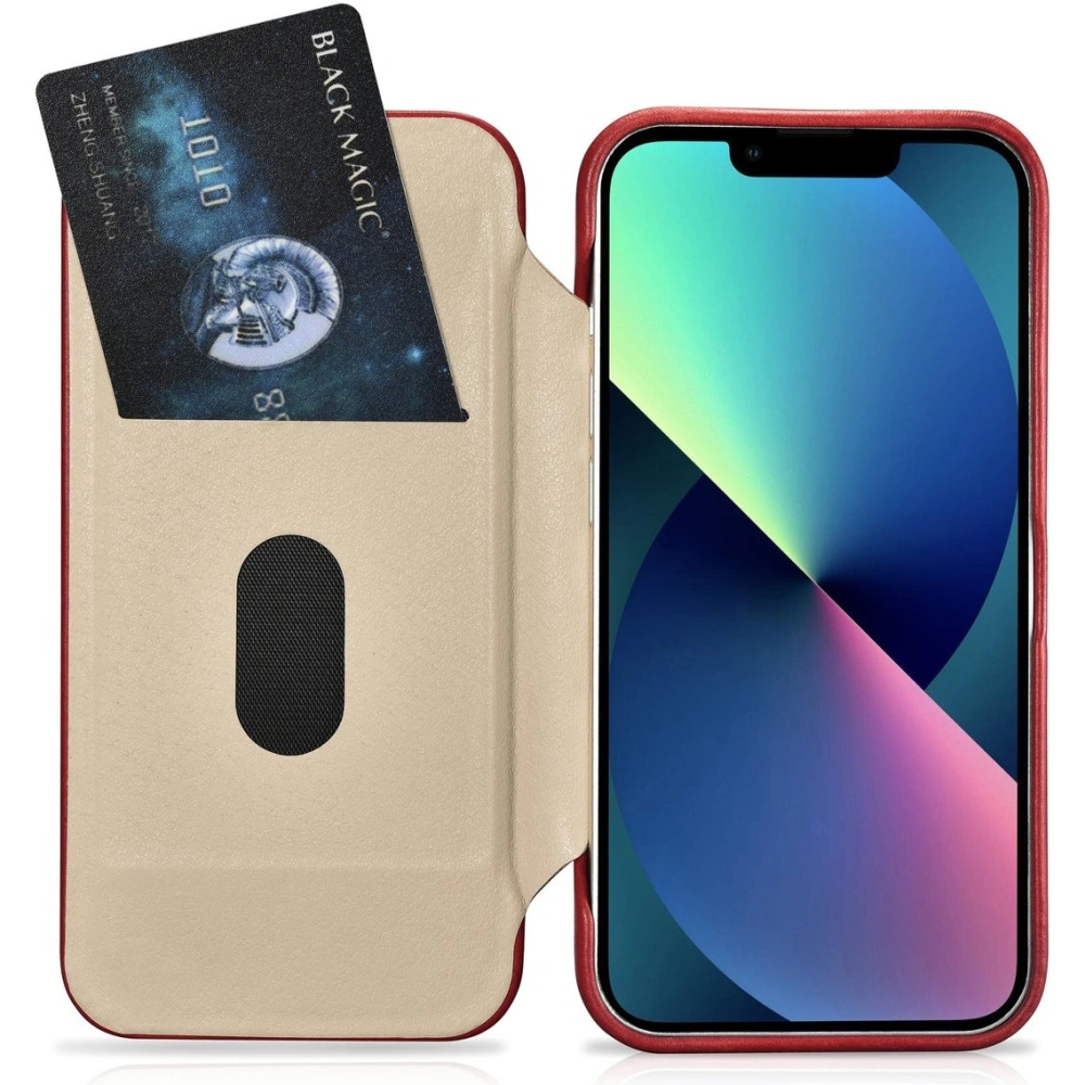Etui iCarer CE Oil Wax Premium Leather Folio MagSafe Apple iPhone 14 Plus / 15 Plus czerwony