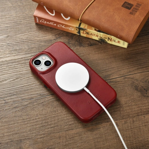 Buy iCarer CE Oil Wax Premium Leather Folio MagSafe Apple iPhone 14 Plus / 15 Plus red - ICR392 - {ean13} - Home Screen Store Europe