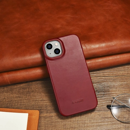 Kup Case iCarer CE Oil Wax Premium Leather Folio MagSafe Apple iPhone 14 Plus / 15 Plus rot - ICR392 - {ean13} - Sklep Home Screen