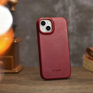 Kup Etui iCarer CE Oil Wax Premium Leather Folio MagSafe Apple iPhone 14 Plus / 15 Plus červené - ICR392 - {ean13} - Sklep Home Screen