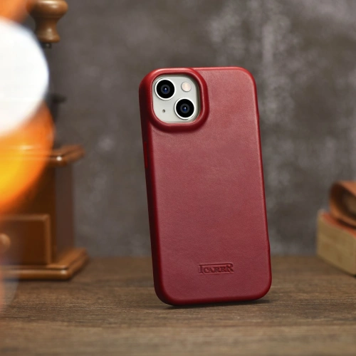 Kup Case iCarer CE Oil Wax Premium Leather Folio MagSafe Apple iPhone 14 Plus / 15 Plus rot - ICR392 - {ean13} - Sklep Home Screen