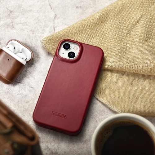 Buy iCarer CE Oil Wax Premium Leather Folio MagSafe Apple iPhone 14 Plus / 15 Plus red - ICR392 - {ean13} - Home Screen Store Europe
